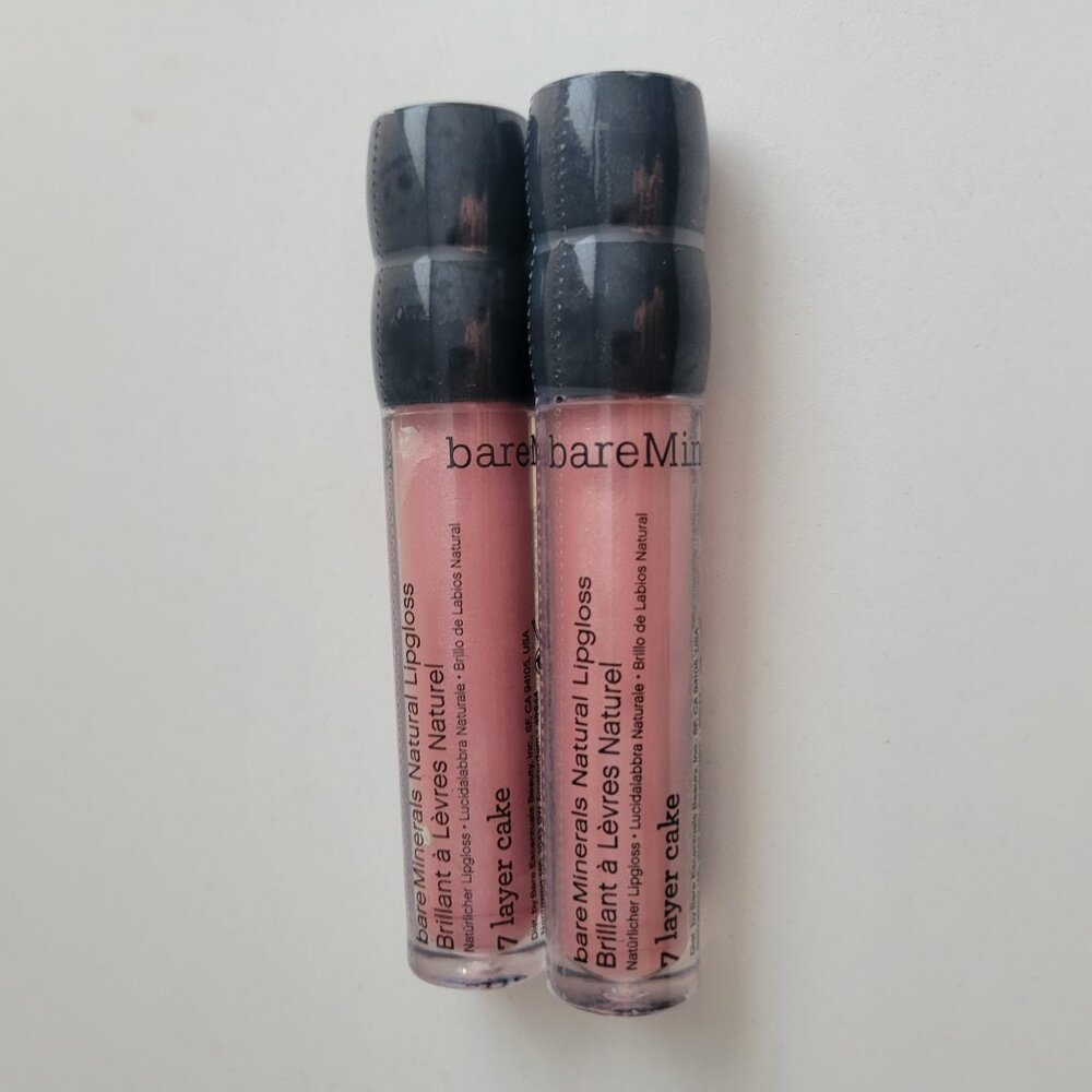 BareMinerals Natural Lip Gloss 7 Layer Cake 0.14 oz Sealed Lot of 2 - Picture 3 of 5